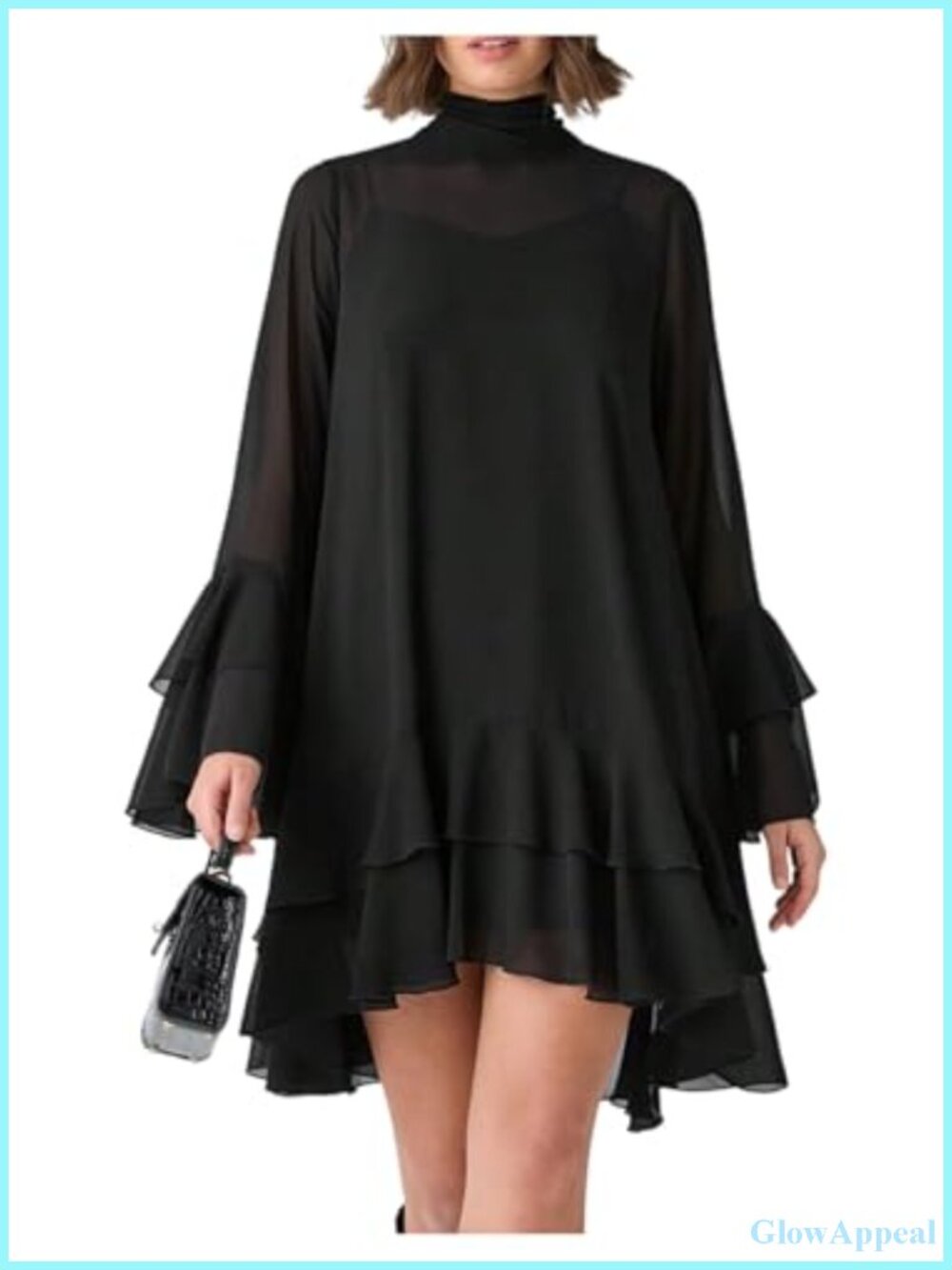 2 Piece Ruffle Chiffon Dress Set Long Sleeve